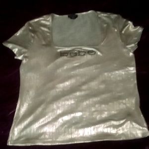 Luxurious BeBe brand,Metallic gold style shirt, size XL